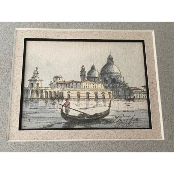Santa Maria della Salute Venice Lithograph ? Signed Dated in Back Framed Vintage - Picture 12 of 16